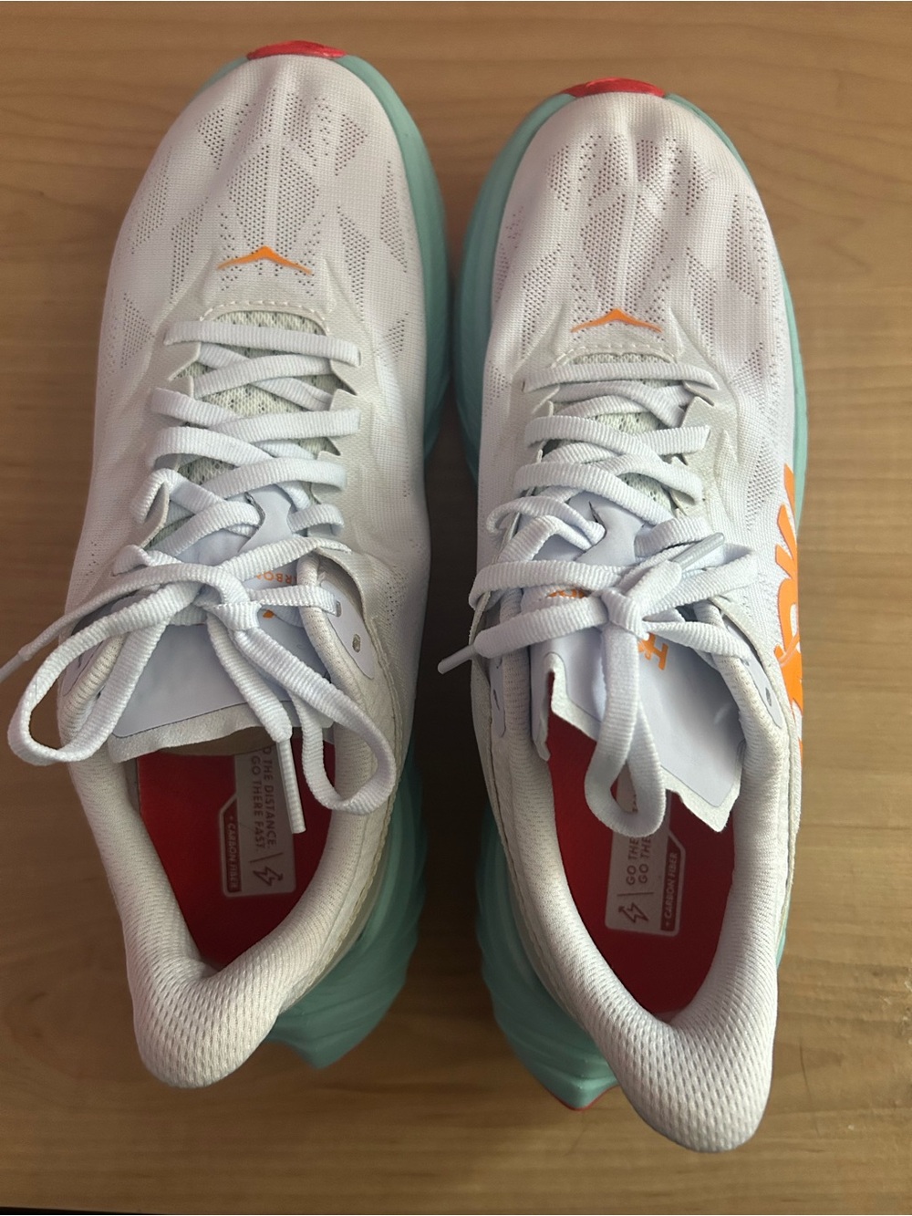 Hoka Women’s Carbon X2 - White/ Blazing Orange
